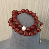 Lunar Elegance Red Agate & Pearl Necklace - floysun