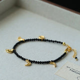 Lunar Phases Black Onyx Beaded Bracelet - floysun