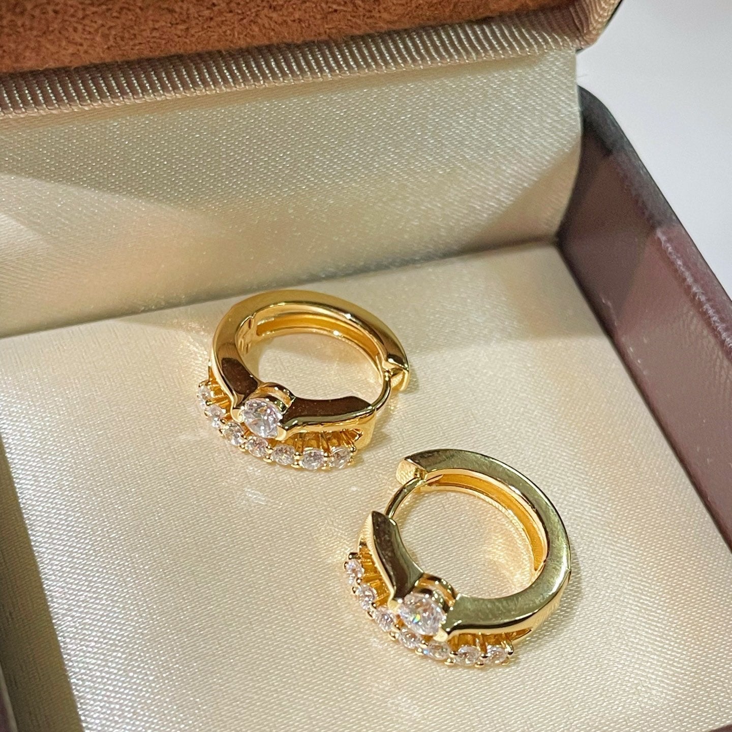 Luxe Double Row Diamond Huggie Earrings - floysun