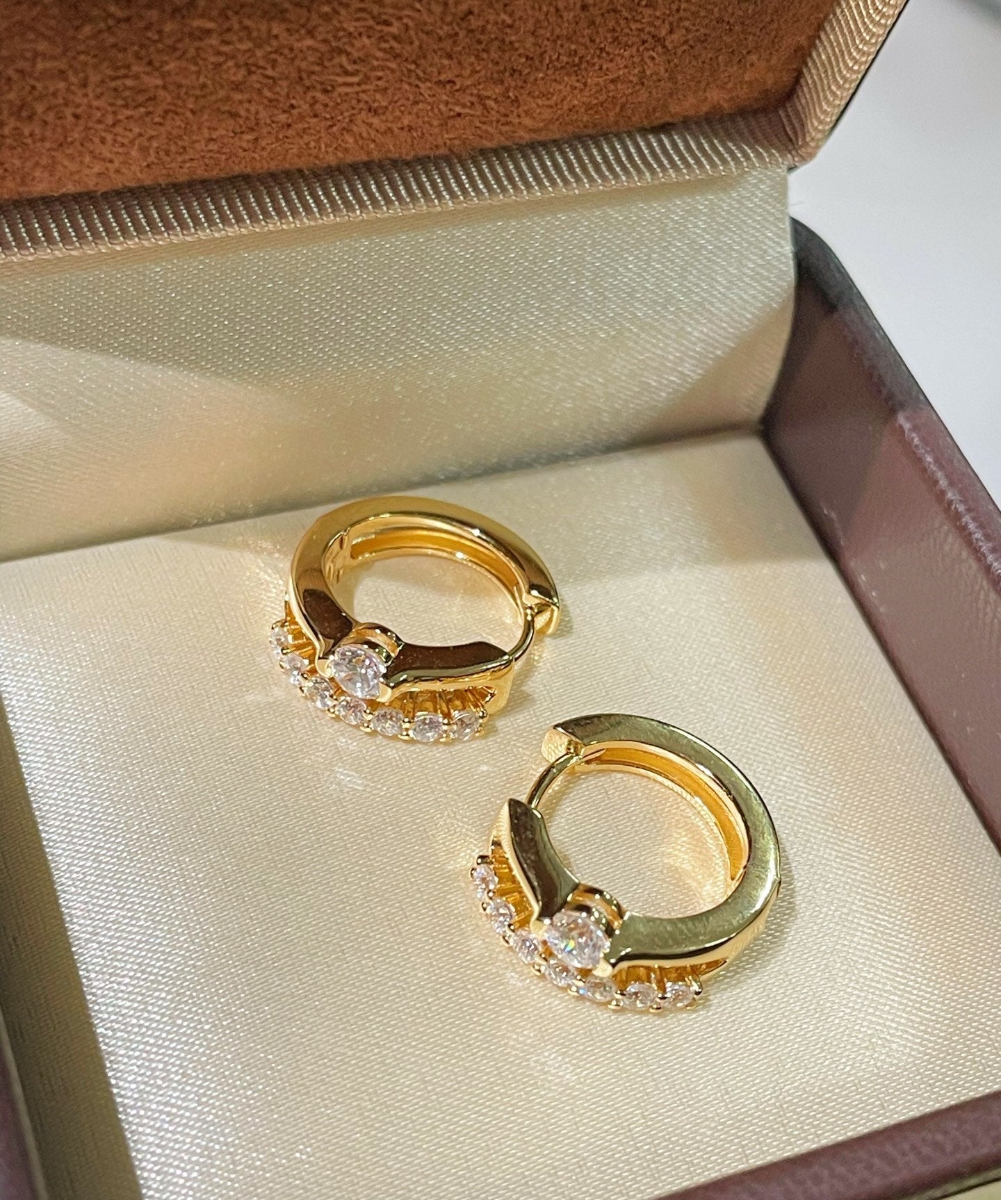 Luxe Double Row Diamond Huggie Earrings - floysun