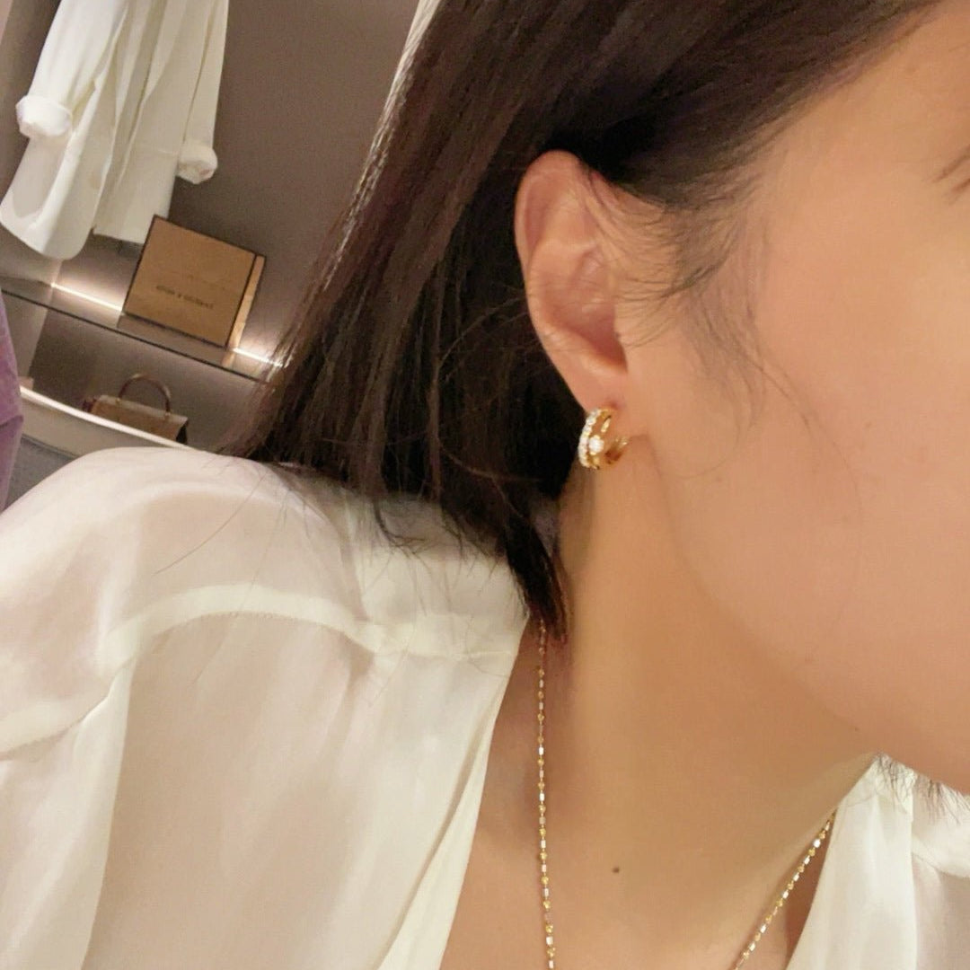 Luxe Double Row Diamond Huggie Earrings - floysun