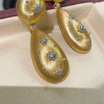 Luxurious Brushed Two - Tone Eight - Point Star Double Drop Earrings - Gold - floysun