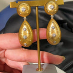 Luxurious Brushed Two - Tone Eight - Point Star Double Drop Earrings - Gold - floysun