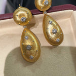 Luxurious Brushed Two - Tone Eight - Point Star Double Drop Earrings - Gold - floysun