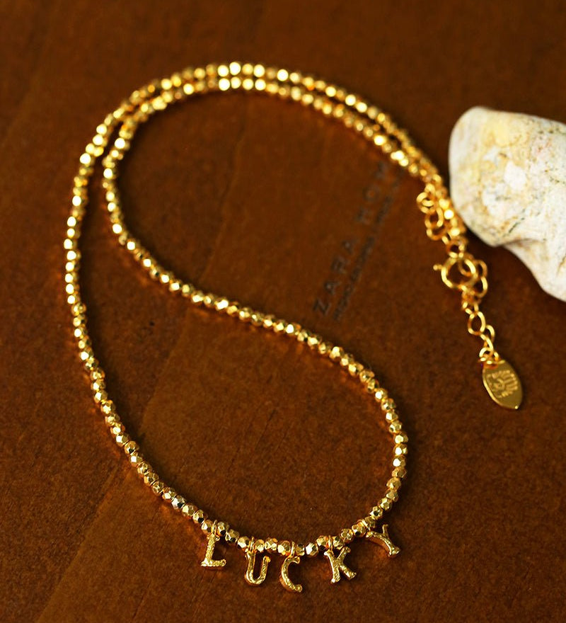 Luxurious Shiny Passepartout Lucky Letter Pendant Choker Necklace - floysun