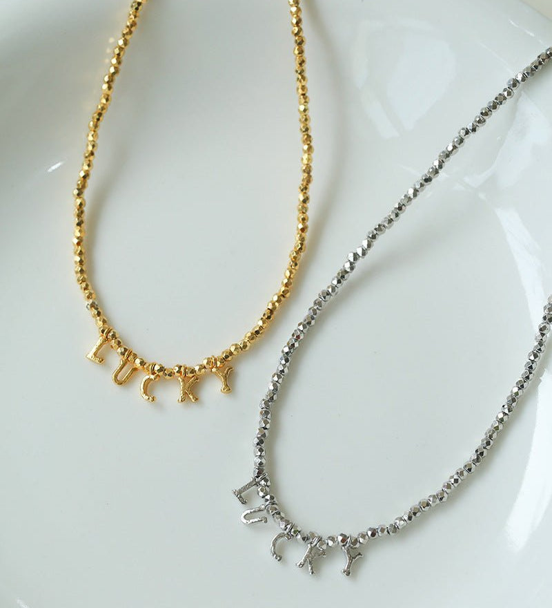 Luxurious Shiny Passepartout Lucky Letter Pendant Choker Necklace - floysun