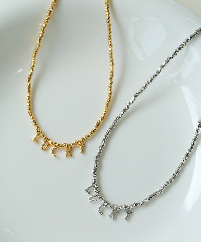 Luxurious Shiny Passepartout Lucky Letter Pendant Choker Necklace - floysun