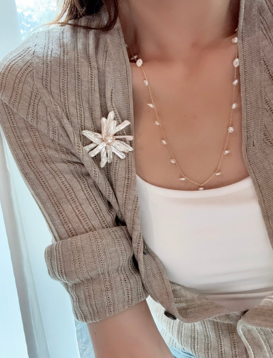 Luxury Baroque Toothpick Pearl Flower Statement Brooch - floysun