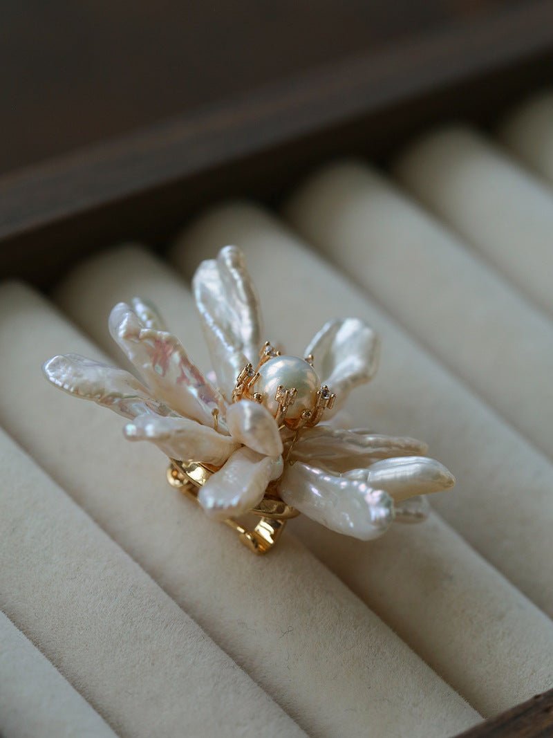 Luxury Baroque Toothpick Pearl Flower Statement Brooch - floysun
