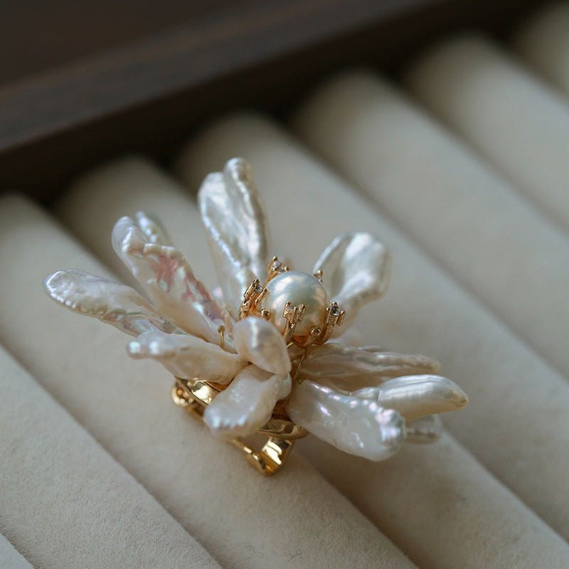 Luxury Baroque Toothpick Pearl Flower Statement Brooch - floysun