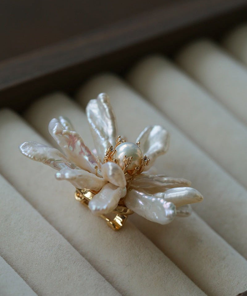 Luxury Baroque Toothpick Pearl Flower Statement Brooch - floysun