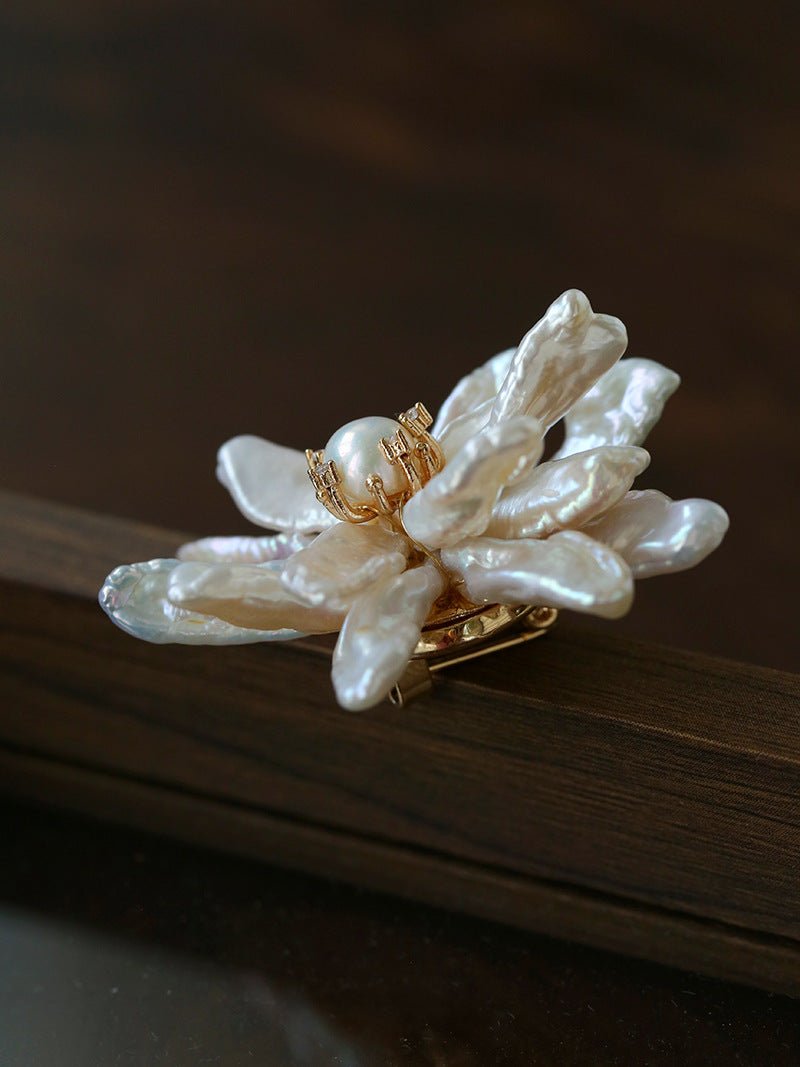 Luxury Baroque Toothpick Pearl Flower Statement Brooch - floysun