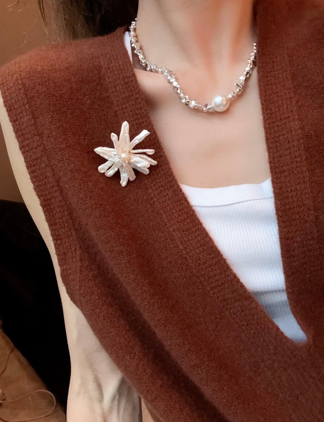Luxury Baroque Toothpick Pearl Flower Statement Brooch - floysun