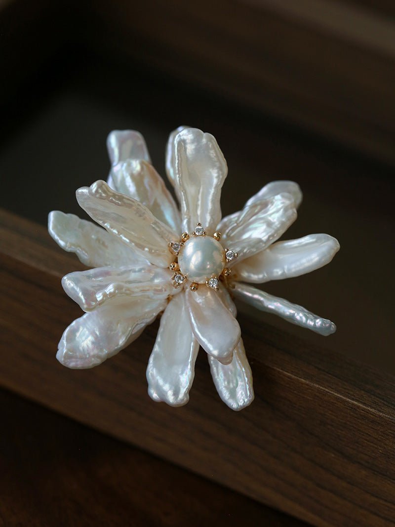 Luxury Baroque Toothpick Pearl Flower Statement Brooch - floysun
