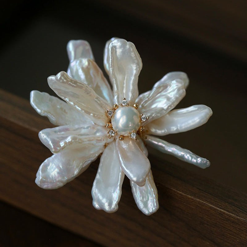Luxury Baroque Toothpick Pearl Flower Statement Brooch - floysun