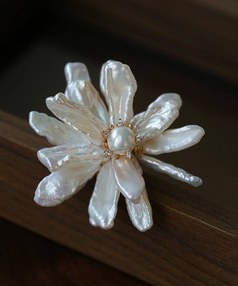 Luxury Baroque Toothpick Pearl Flower Statement Brooch - floysun