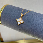 Luxury Clover Mother - of - Pearl Necklace 925S Champagne Gold Clavicle Chain - floysun