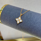 Luxury Clover Mother - of - Pearl Necklace 925S Champagne Gold Clavicle Chain - floysun