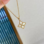 Luxury Clover Mother - of - Pearl Necklace 925S Champagne Gold Clavicle Chain - floysun