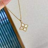 Luxury Clover Mother - of - Pearl Necklace 925S Champagne Gold Clavicle Chain - floysun