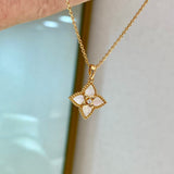 Luxury Clover Mother - of - Pearl Necklace 925S Champagne Gold Clavicle Chain - floysun