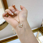 Luxury Clover Mother - of - Pearl Necklace 925S Champagne Gold Clavicle Chain - floysun