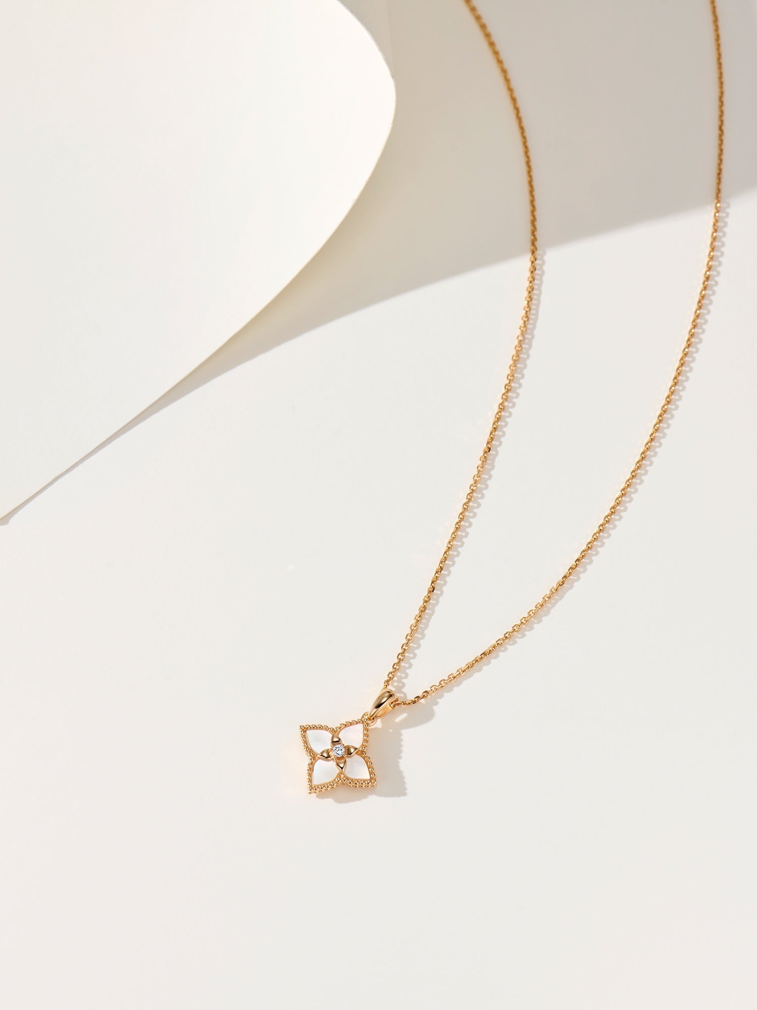 Luxury Clover Mother - of - Pearl Necklace 925S Champagne Gold Clavicle Chain - floysun