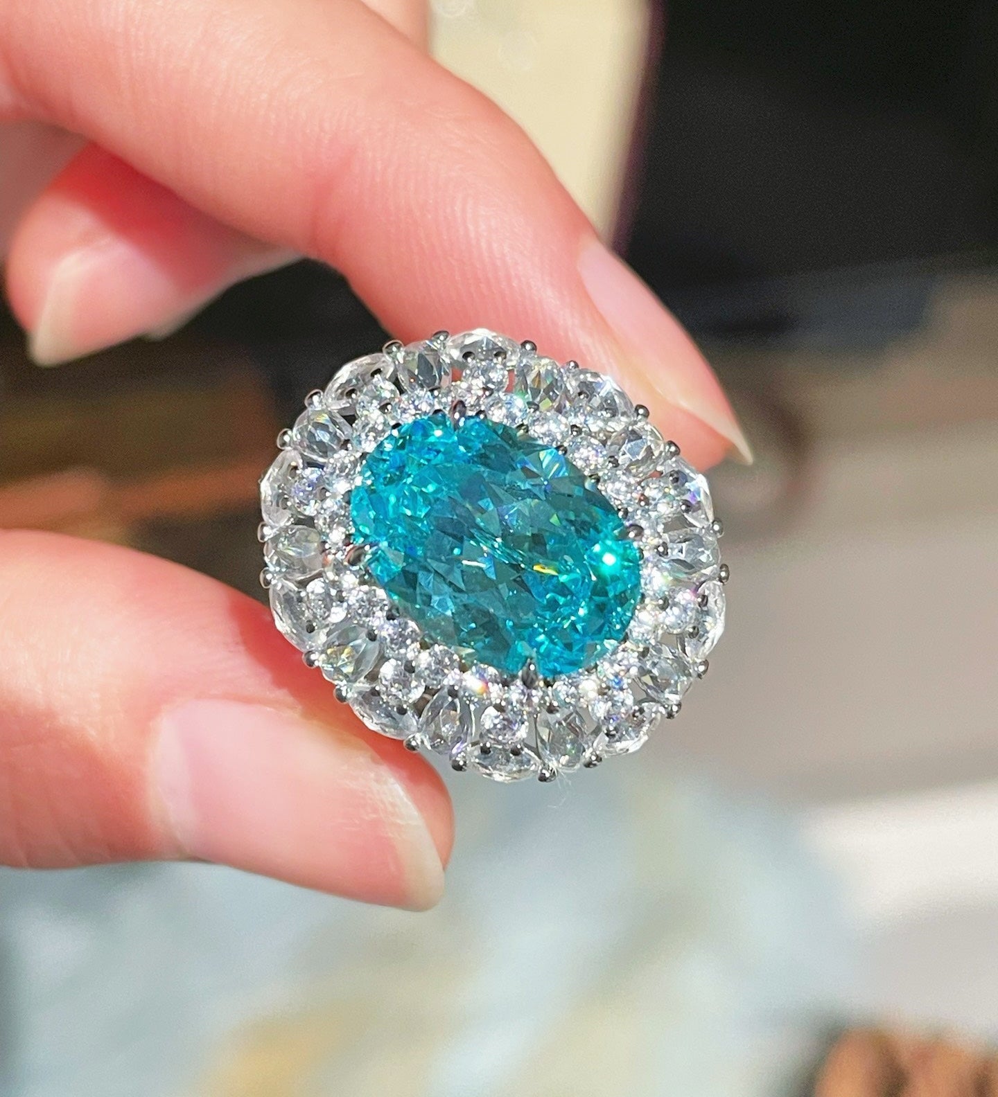 Luxury Craftsmanship Paraiba Rose - Cut Cocktail Ring - floysun