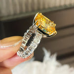 Luxury Cushion - Cut Yellow Lab Diamond Ring - floysun