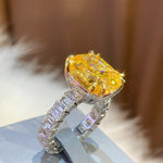 Luxury Cushion - Cut Yellow Lab Diamond Ring - floysun