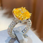 Luxury Cushion - Cut Yellow Lab Diamond Ring - floysun