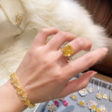 Luxury Cushion - Cut Yellow Lab Diamond Ring - floysun