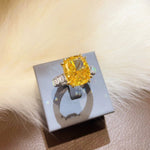 Luxury Cushion - Cut Yellow Lab Diamond Ring - floysun