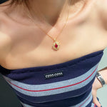Luxury Eight-Pointed Star Synthetic Ruby Halo Pendant Necklace - floysun