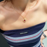 Luxury Eight-Pointed Star Synthetic Ruby Halo Pendant Necklace - floysun