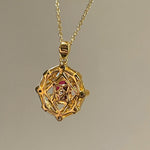 Luxury Eight-Pointed Star Synthetic Ruby Halo Pendant Necklace - floysun