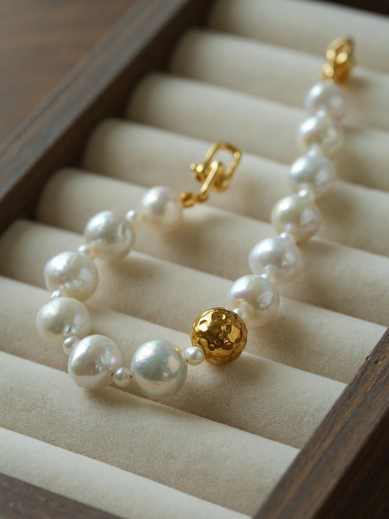 Luxury Elegance Natural Freshwater Pearl Spacer Bead Bracelet - floysun