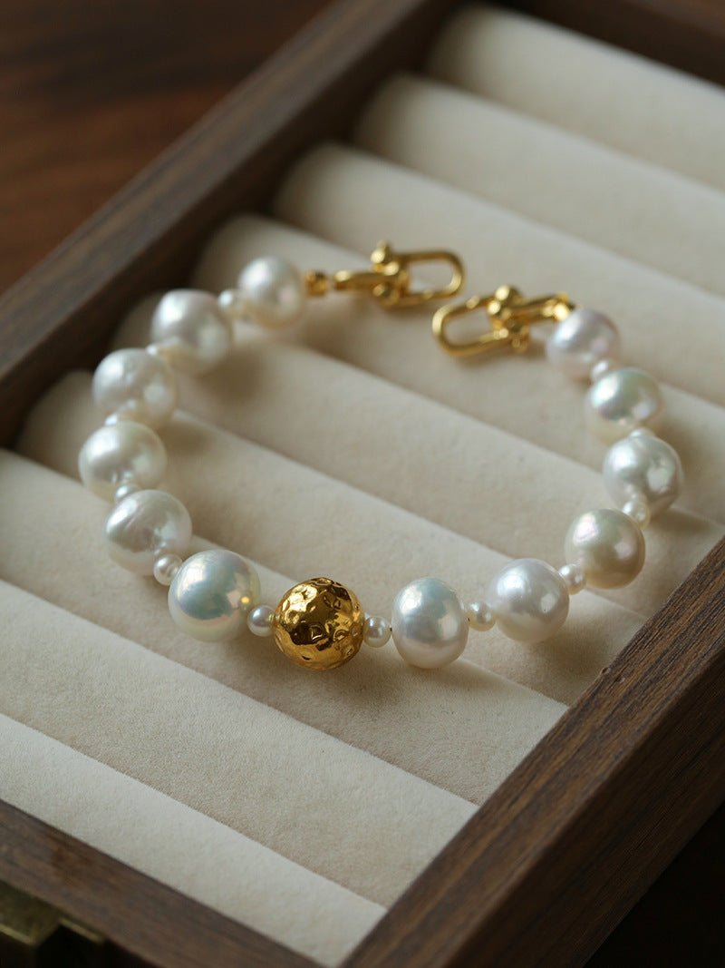 Luxury Elegance Natural Freshwater Pearl Spacer Bead Bracelet - floysun