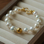 Luxury Elegance Natural Freshwater Pearl Spacer Bead Bracelet - floysun