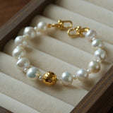 Luxury Elegance Natural Freshwater Pearl Spacer Bead Bracelet - floysun