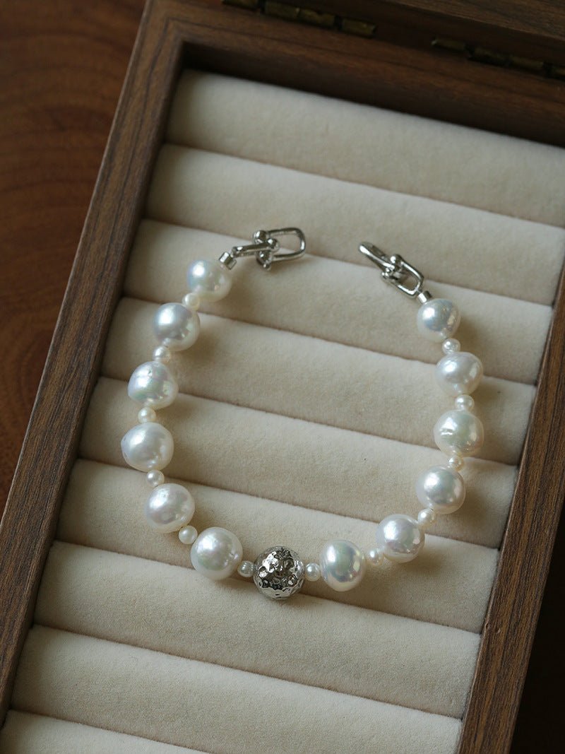 Luxury Elegance Natural Freshwater Pearl Spacer Bead Bracelet - floysun