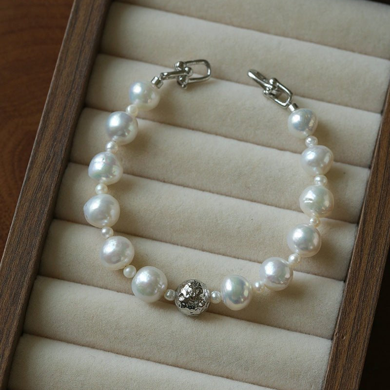 Luxury Elegance Natural Freshwater Pearl Spacer Bead Bracelet - floysun