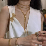 Luxury Gold Geometric Tassel Open Long Necklace - floysun