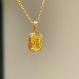 Luxury K Yellow Asscher-Cut Diamond Necklace - floysun