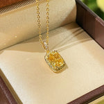 Luxury K Yellow Asscher - Cut Diamond Necklace - floysun