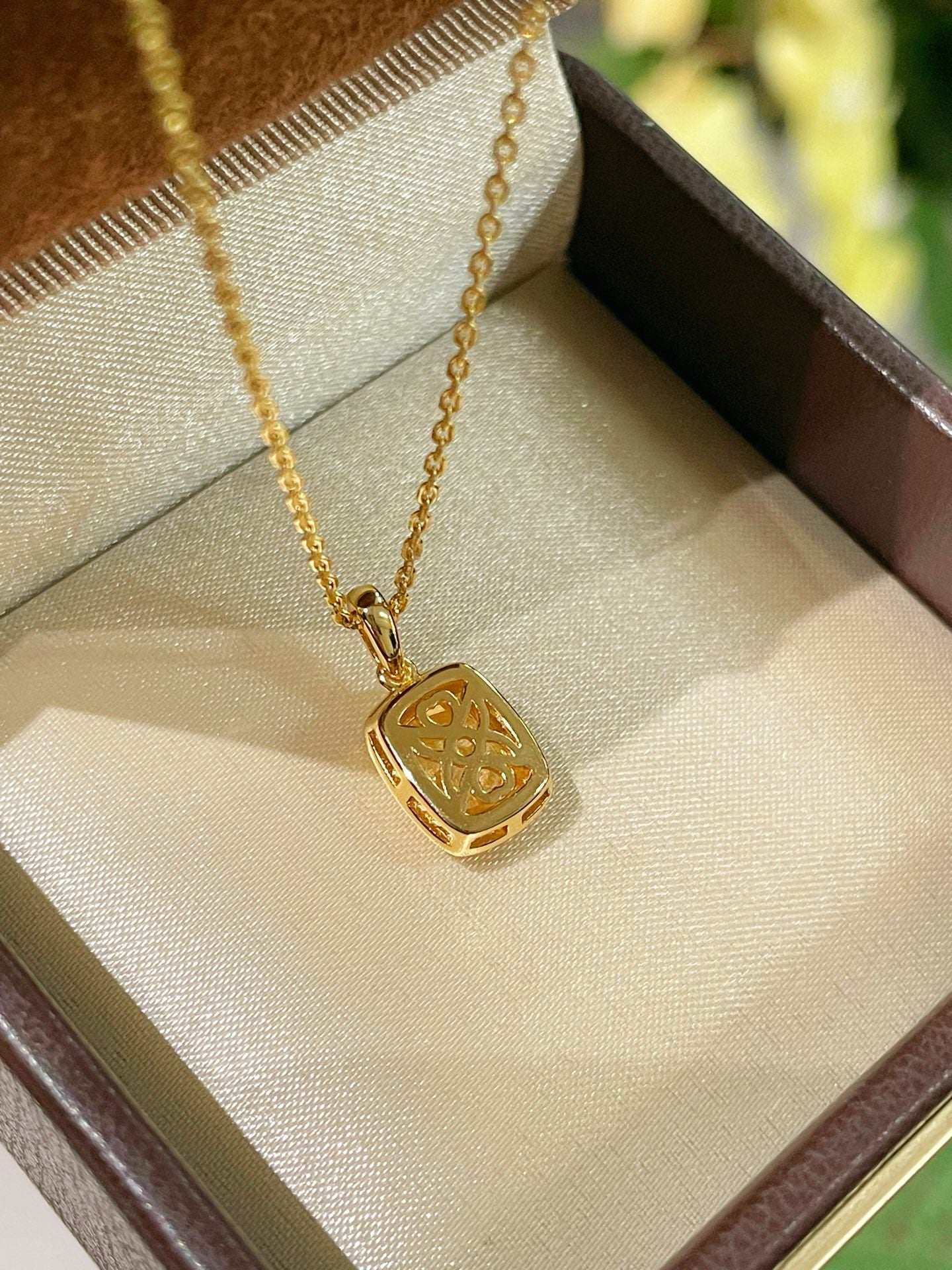 Luxury K Yellow Asscher - Cut Diamond Necklace - floysun