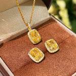 Luxury K Yellow Asscher - Cut Diamond Necklace - floysun