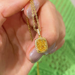 Luxury K Yellow Asscher - Cut Diamond Necklace - floysun