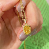 Luxury K Yellow Asscher - Cut Diamond Necklace - floysun