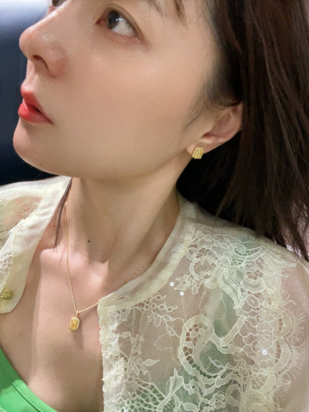 Luxury K Yellow Asscher - Cut Diamond Stud Earrings - floysun